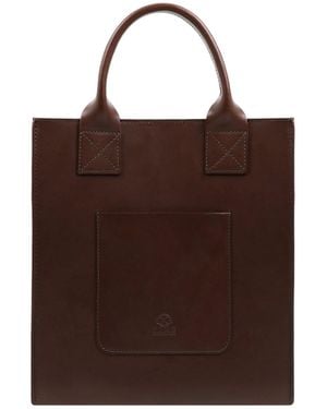 Time Resistance Leather Tote Bag For - Brown
