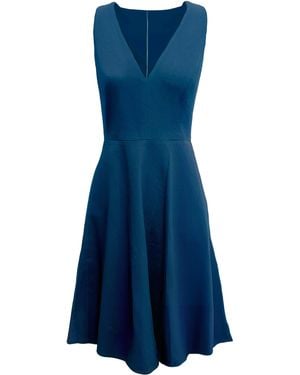 Dress the Population Catalina Plunging V-Neck Fit And Flare Dress - Blue