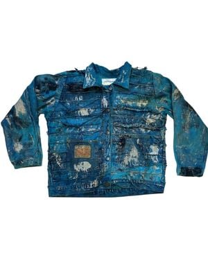 Zasta Studio Wearable Ruins Shredded Denim Colored Shirt D - Blue