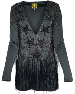 Any Old Iron Hand-Beaded Fuck Me Dress - Gray