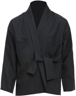 MOE Chequered Wool Vest Jacket - Black