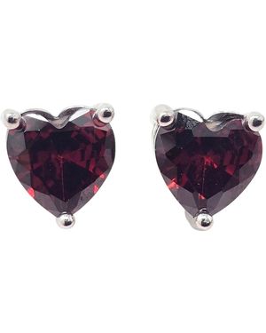 Sophelia Garnet Heart Sterling Stud Gemstone Earrings - Purple