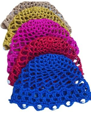 Springmoonatelier Neutrals Handmade Raffia Yarn Hat Mustard - Purple