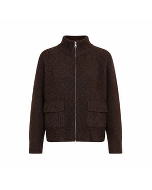 Yumi' Zip Up Cardigan - Brown