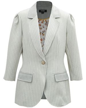 Smart and Joy Bi-Material Striped Jacket - Gray
