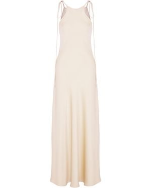 NAZLI CEREN Addie Satin Long Dress - Natural