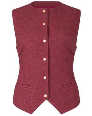 Lily and Lionel Pandora Tailored Herringbone Print Waistcoat - Purple