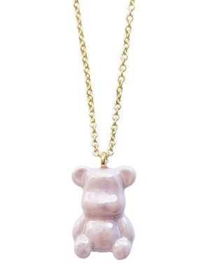 POPORCELAIN Sweet Porcelain Teddy Bear Necklace - Pink