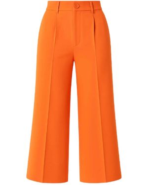 Conquista High-Waisted Culotte Pants With Pleats – - Orange
