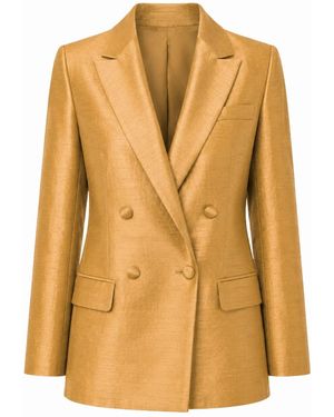 Gushka Saffron Silk Shantung Blazer Jacket - Metallic