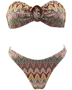Aulala Paris Neutrals Rose Blush Bandeau Broderie Bikini - Natural
