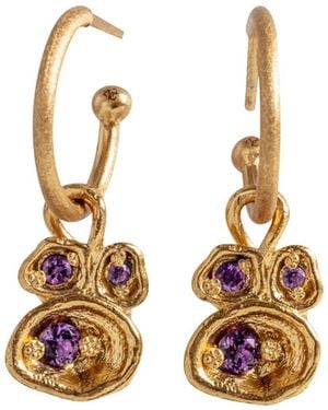 Claire Hill Designs Amethyst Lichen Hoop Earrings - Metallic