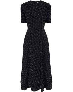 POST MERIDIEM Chiffon Midi Dress With Rhinestones - Black