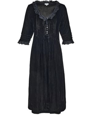 At Last Silk Velvet Karen Dress - Blue