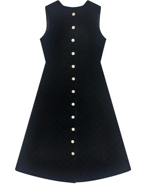 Roch Perel Slevevless Quilted Velvet Dress - Black