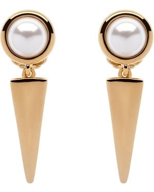 Emma Holland Jewellery Pearl Arrow Clip Earrings - White