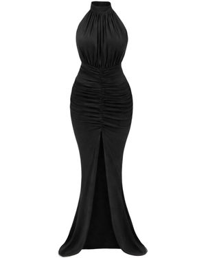 Monice London Selene- Backless & Bra Friendly Halter Maxi Dress - Black