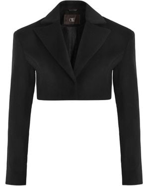 OW Collection Nova Crop Wool Blazer - Black