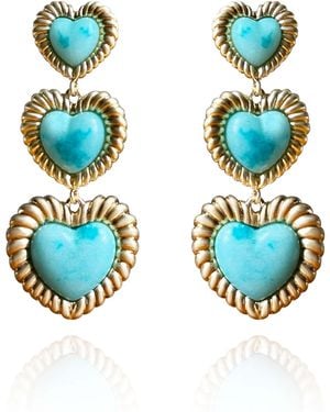 Laura Gray Sloan Triple Heart Earrings - Metallic