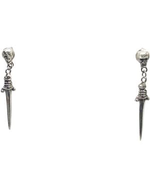 Tg-Jewellery by Tamara Gervasio Handmade Skull Dagger Dangle Earrings – Recycled Sterling - White