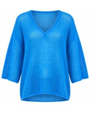 Luella Fashion Troon Mohair Blend V-Neck Jumper Cobalt - Blue