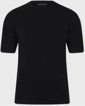 Paul James Knitwear Ultra Fine Cotton Silass Oversized Knitted T-Shirt - Black