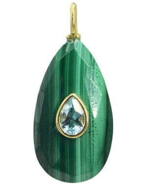 KAMARIA Malachite Gemstone Pendant With Topaz - Green