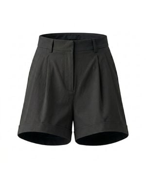 Monlicia Lina High Waisted Single Pleat Shorts - Black