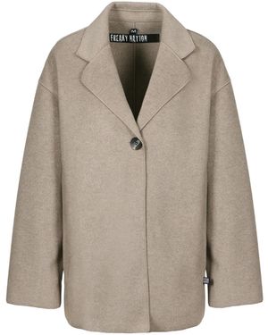 Freaky Nation Neutrals Fake Wool Oversize Blazer - Natural