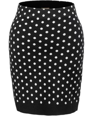 Smart and Joy Polka Dots Knitted Mini Skirt - Black