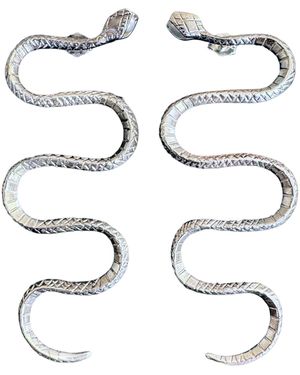 Aki Roc Jewelry Inca Snake Earrings Sterling - Metallic