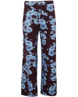 lords of harlech Paige Serious Floral Knit Pant - Blue