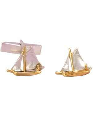 Simon Kemp Jewellers Sailboat Cufflinks Eighteen Carat On Sterling - Metallic
