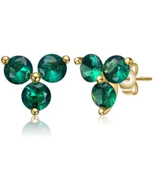 Genevive Jewelry Rachel Glauber Plated Nano Cubic Zirconia Stud Earrings For Kids - Green