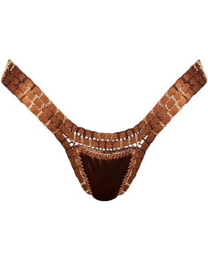 Luxsea Swimwear Milani Shimmer Crochet Bikini Bottom - Brown