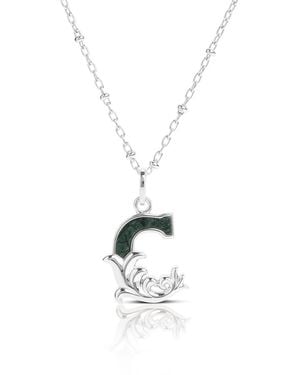 Kasun Solid C Initial Necklace With Marble - Metallic