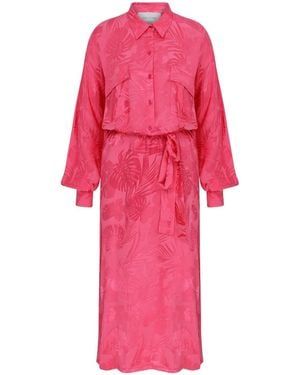 NAZLI CEREN Cassin Jacquard Shirt Dress - Pink