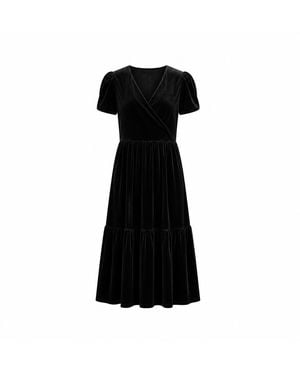Yumi' Velvet Midi Party Dress - Black