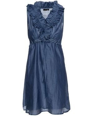 Conquista Sleeveless Ruffle Detail Dress - Blue