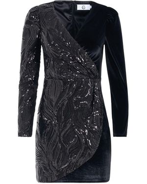 The Gt Atelier Sequined V-Neck Mini Dress - Blue