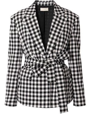 AGGI by HALEWSKI Martha Jet Set Chequered Blazer With Belt - Black