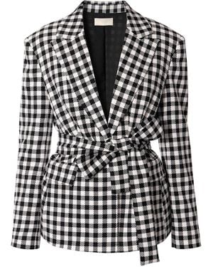 AGGI by HALEWSKI Martha Jet Set Checkered Blazer With Belt - Black