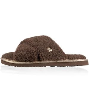 Laines London Neutrals Neutral Boucle Slippers - Brown
