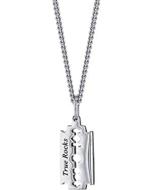True Rocks Mini Razor Blade Pendant - Metallic