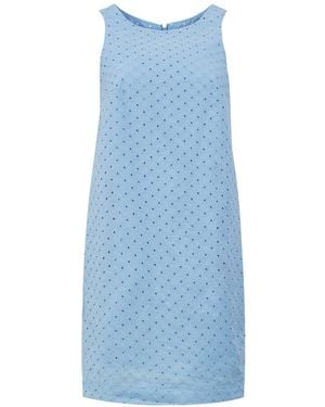 Conquista Sky Embroidered Cotton Dress - Blue