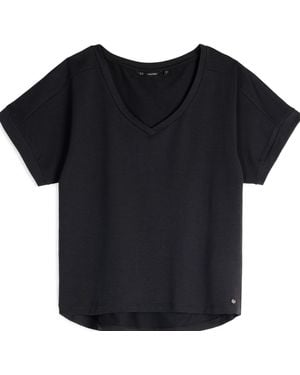 Weartwo London Athena V-Neck, Short Sleeve Top, Charcoal - Black