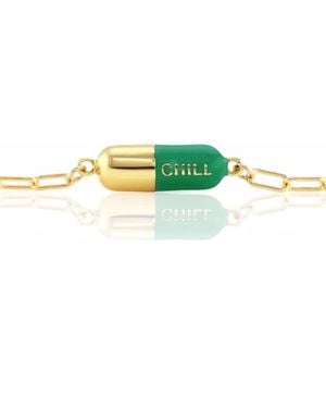 Kris Nations Chill Pill Enamel Bracelet Gold Filled & Emerald Green Enamel