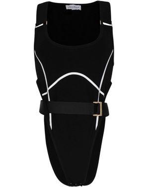 Circular Path High Cut Bodysuit - Black