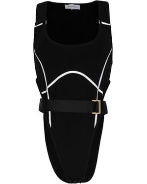 Circular Path High Cut Bodysuit - Black