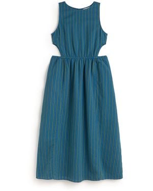 Thinking Mu Windsor Kin Striped Midi Dress - Blue